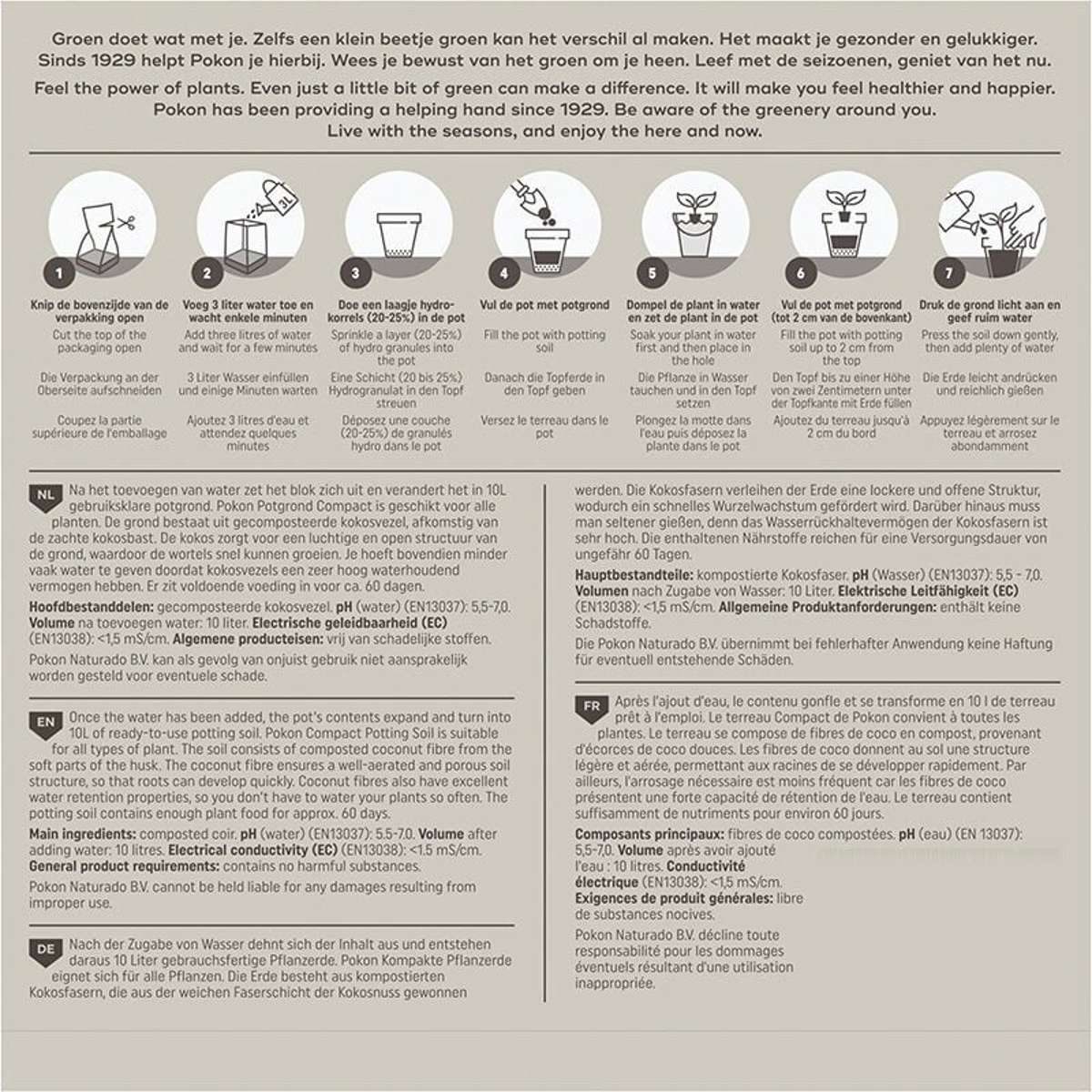 Pokon potting soil Compact - Coconut soil - Home and Garden - 50 liters