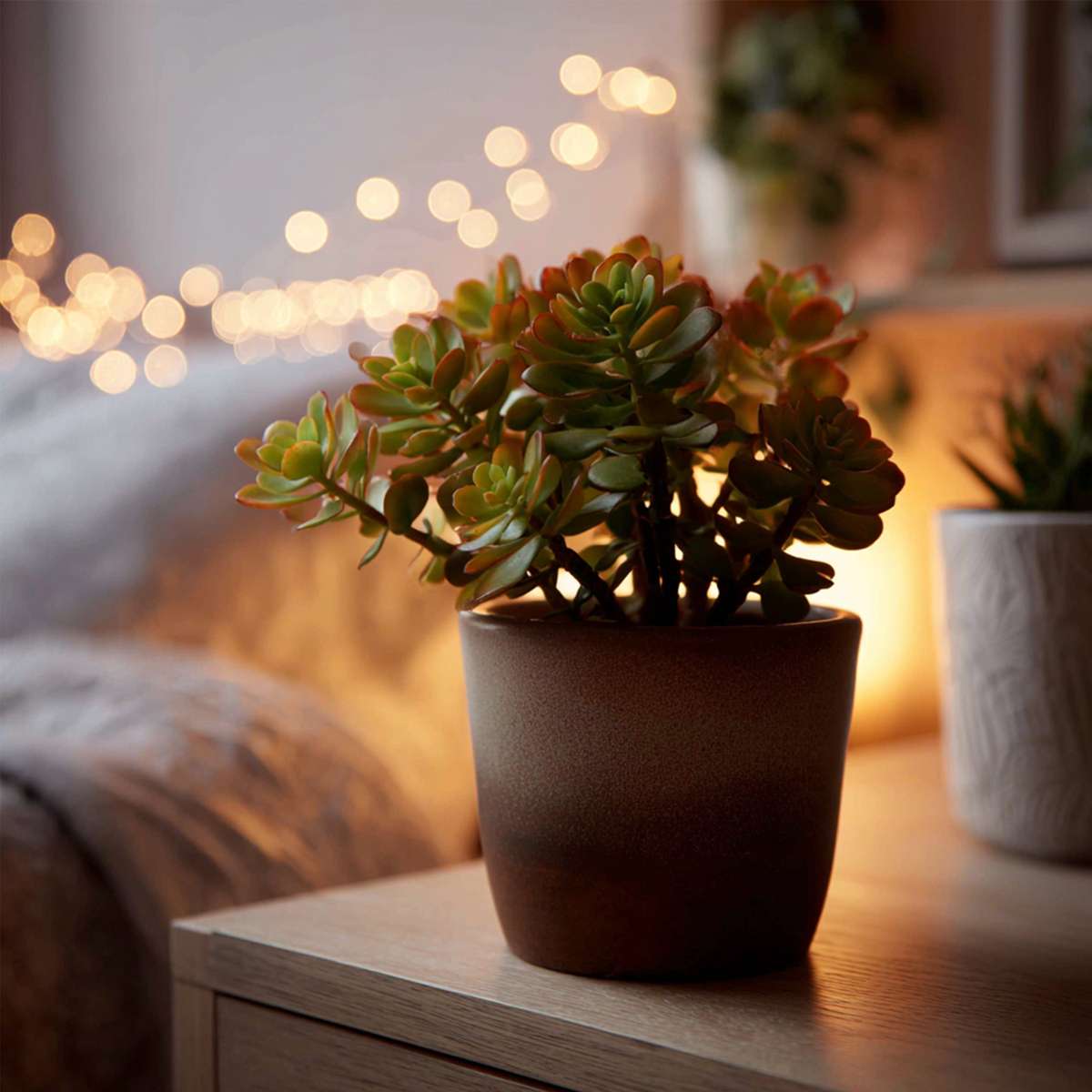 Jade plant - Set of 2 -  Crassula ovata 'Sunset' - Height 15-20cm - Pot 17cm