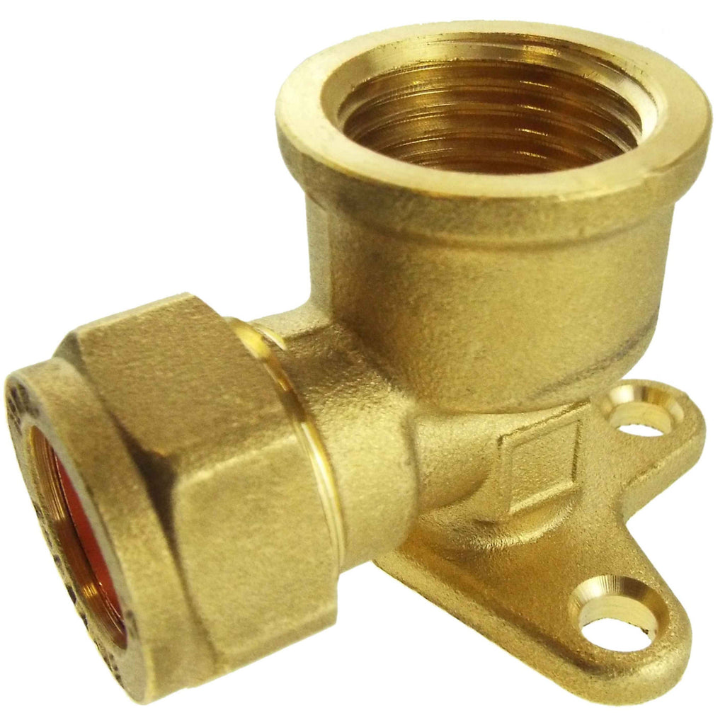 15mm Brass Wall Flange Kit with 15mm Barbed Polished Brass Tap