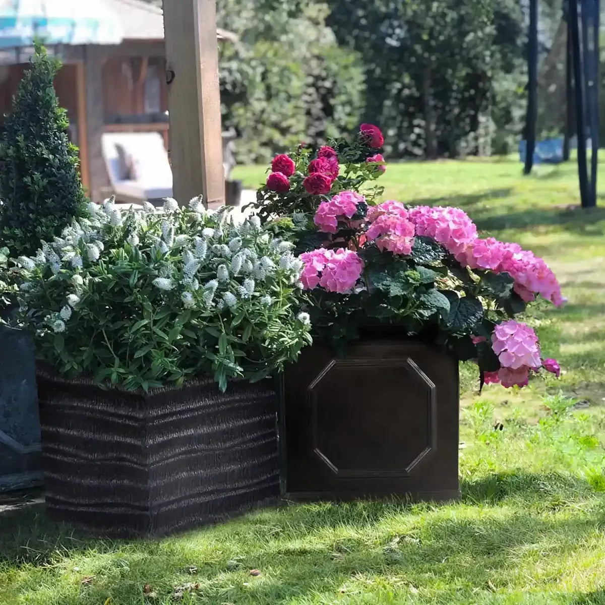 IDEALIST Lite Chelsea Flower Box Square Garden Planter, Faux Lead Light Stone Outdoor Plant Pot W37 H38 L37 cm, 52L