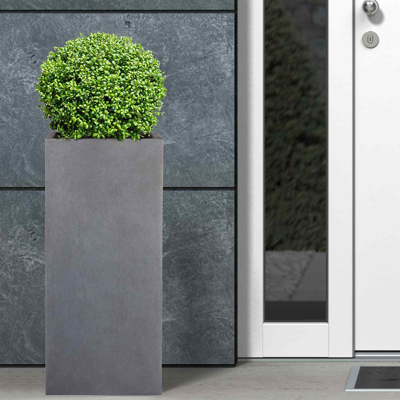 IDEALIST Lite Contemporary Light Concrete Garden Tall Square Planter, Outdoor Plant Pot H70 L33 W33 cm, 79L