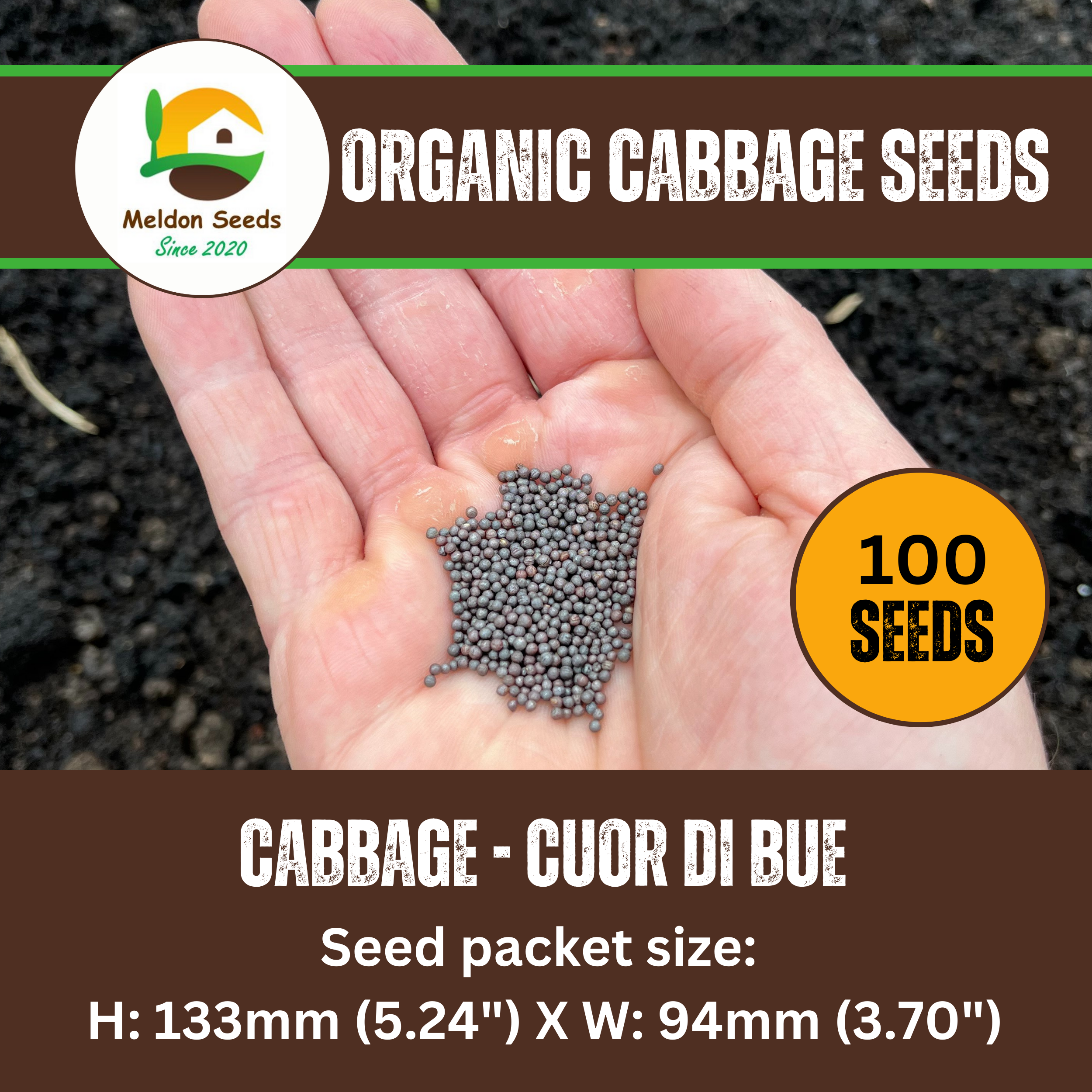 Organic Cabbage Cuor di Bue (Oxheart) 100 Seeds