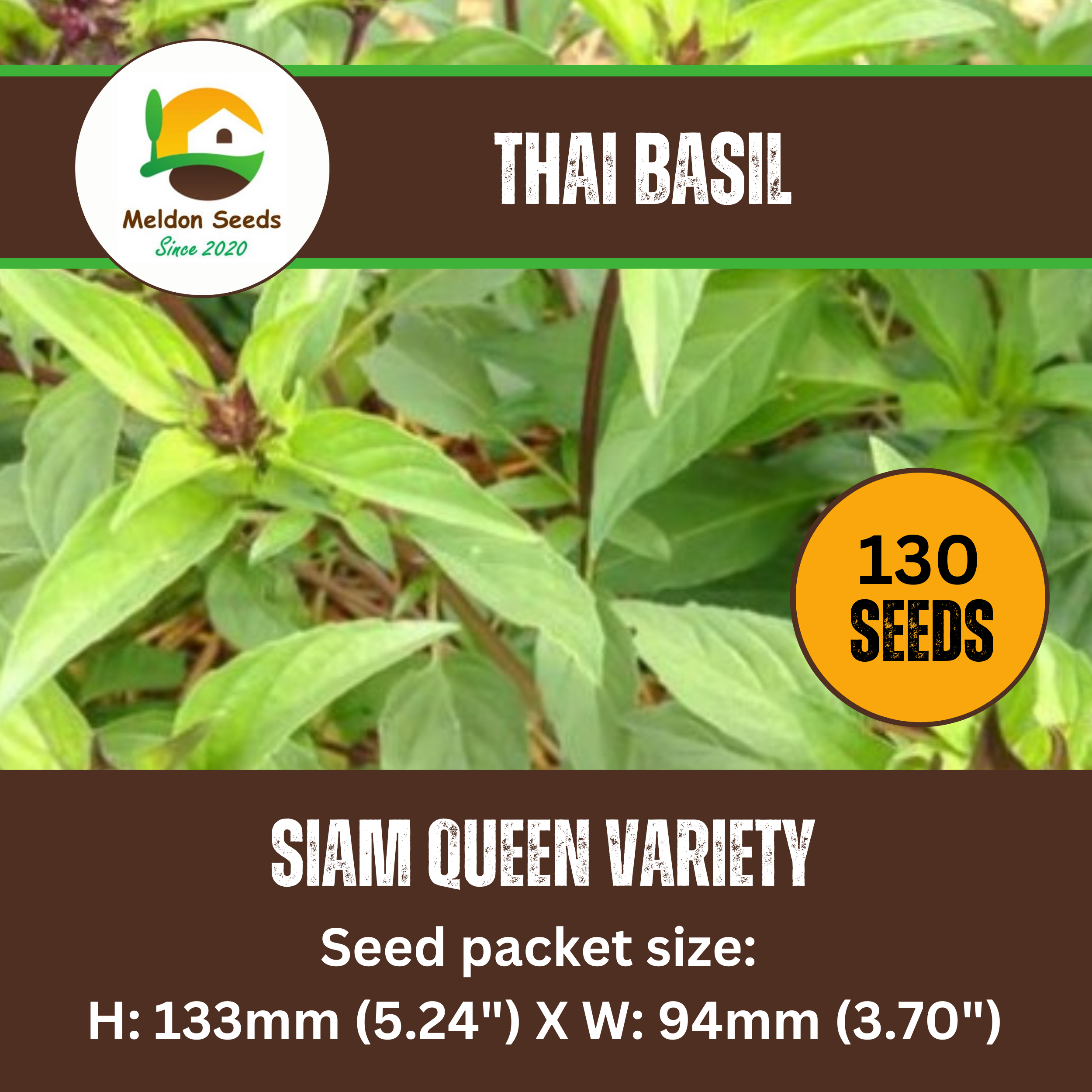 Thai Basil Seeds - 130 Fresh Siam Queen Basil Herb Seeds