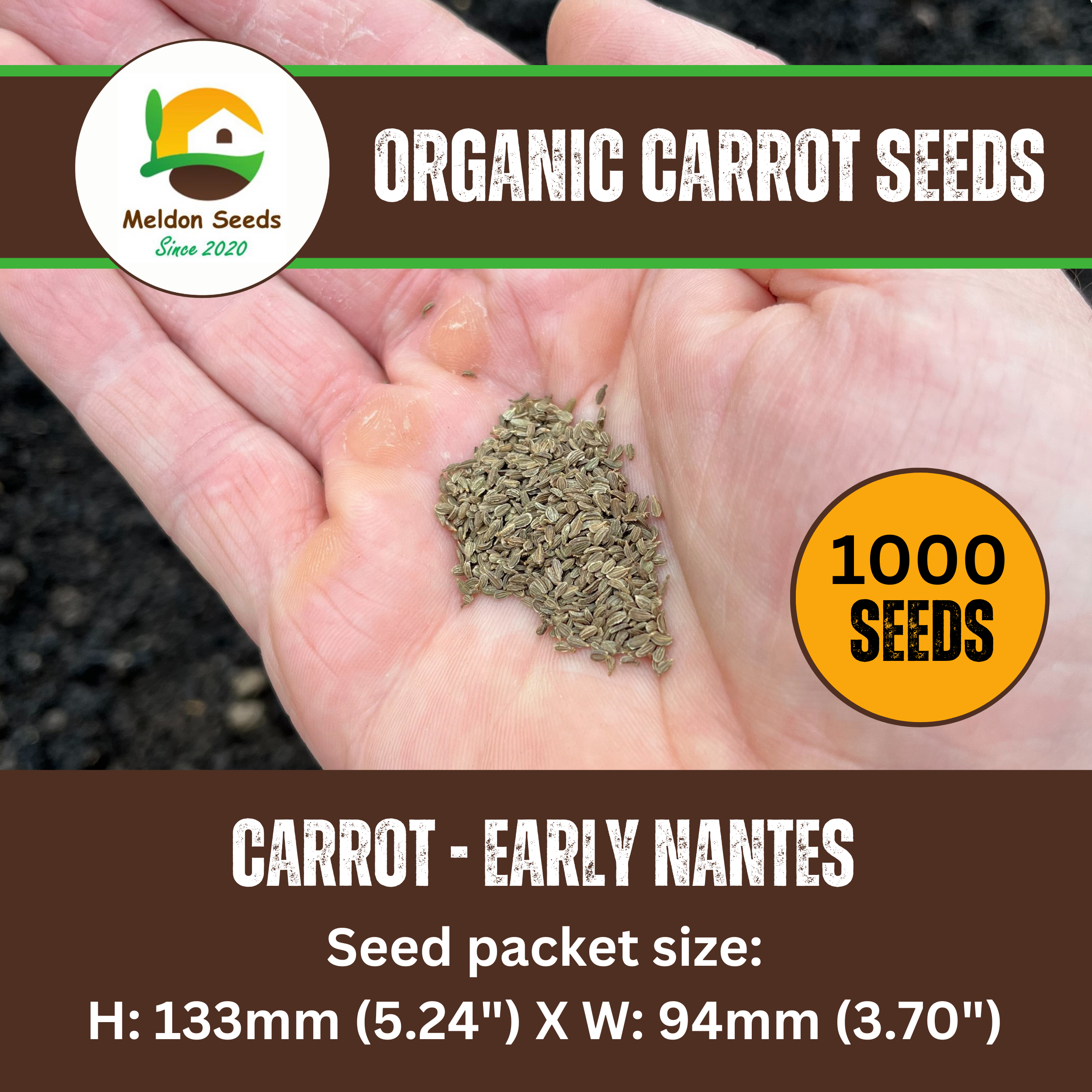 Organic Carrot Early Nantes 1000 Seeds