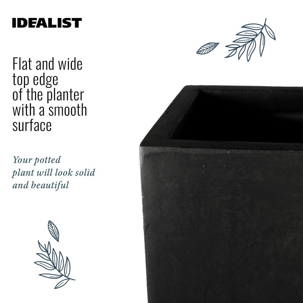 IDEALIST Lite Contemporary Trough Garden Planter, Light Concrete Outdoor Plant Pot H30 L65 W19 cm, 37L