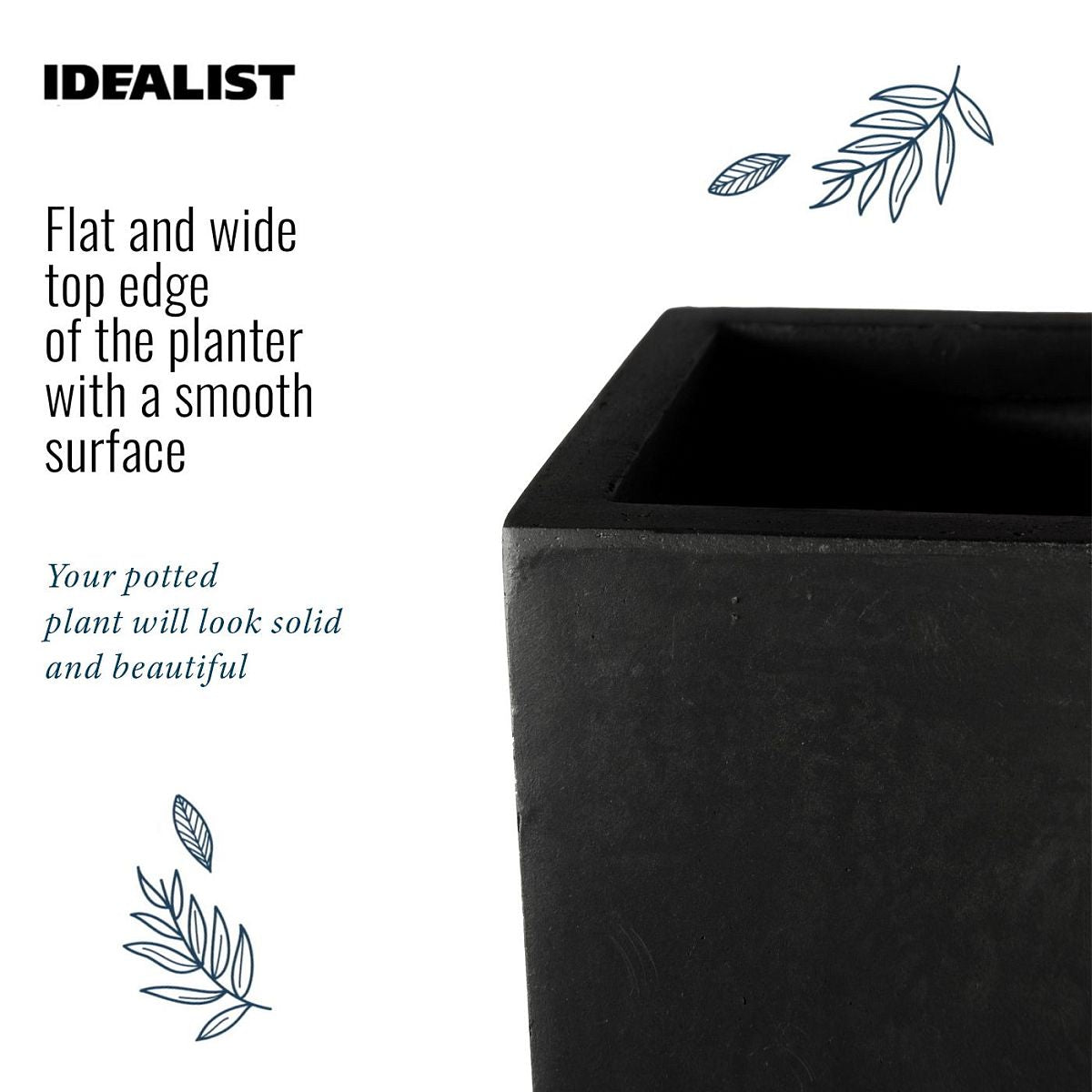 IDEALIST Lite Contemporary Trough Garden Planter, Light Concrete Outdoor Plant Pot H30 L65 W19 cm, 37L