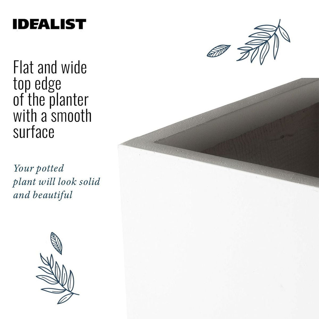 IDEALIST Lite Contemporary Trough Garden Planter, Light Concrete Outdoor Large Plant Pot H51.5 L100 W36 cm, 185L