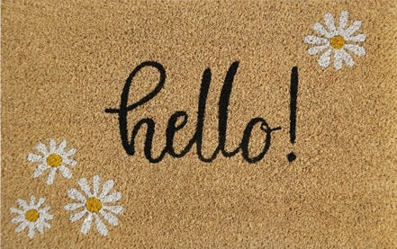 Doormat 60cm x 40cm - 'Hello!' - Absorbent Coir Mat for Indoor/Outdoor